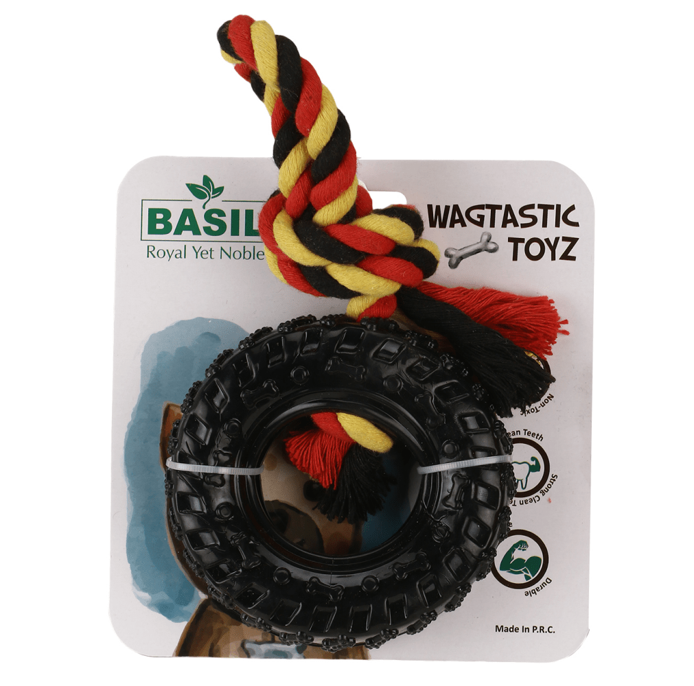 Basil Rubber Tyre with Cotton Rope for Dogs image 5