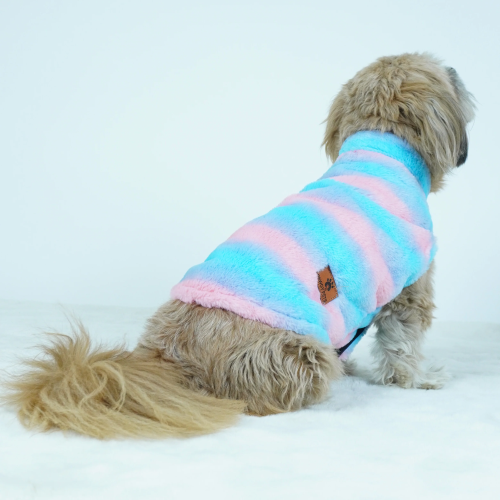 Pawgypets Fur Sleeveless Sweater for Dogs and Cats (Blue/Pink) image 4