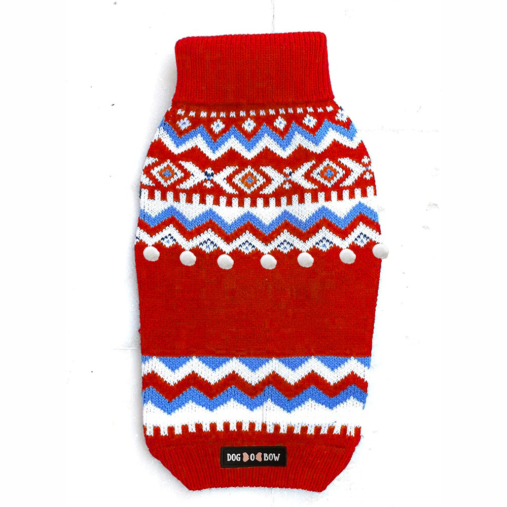 Dogobow Aztec Knit Sweater for Dogs and Cats (Red) (Get a Bow Free) image 4