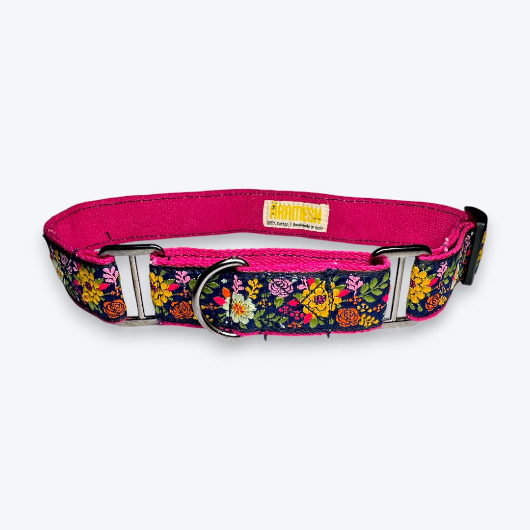 Aramesh Coastal Bloom Martingale Collar for Dogs (Pink and Navy Blue) image 4
