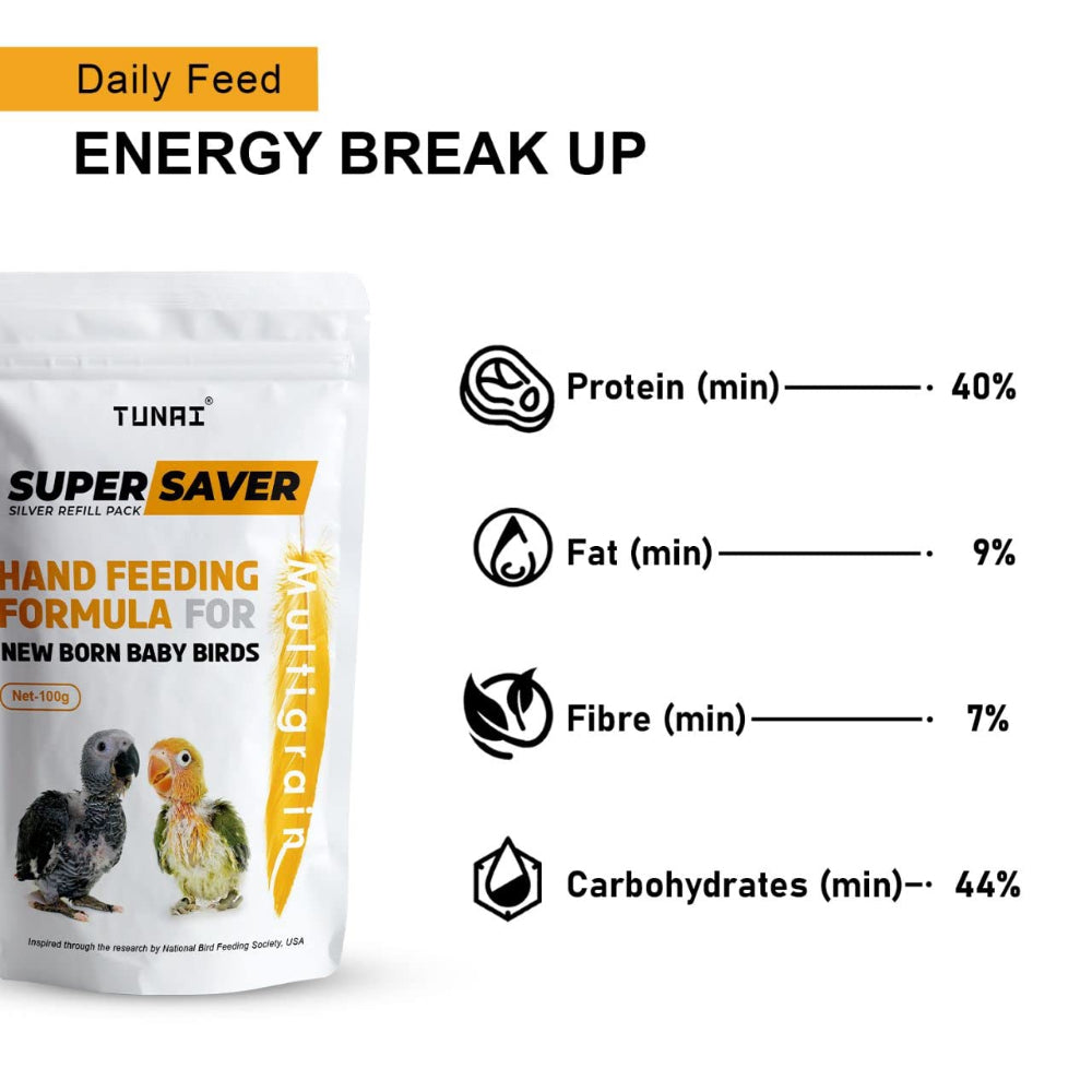 Tunai Super Saver Hand Feeding Formula for All New Born Baby Birds Food image 4