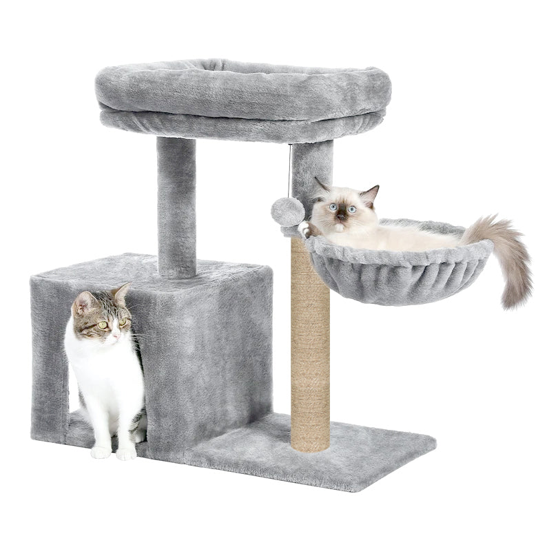 Furrlovers Multilevel Activity Tower with Plush Hammock and Perch Seats for Cats (Grey)
