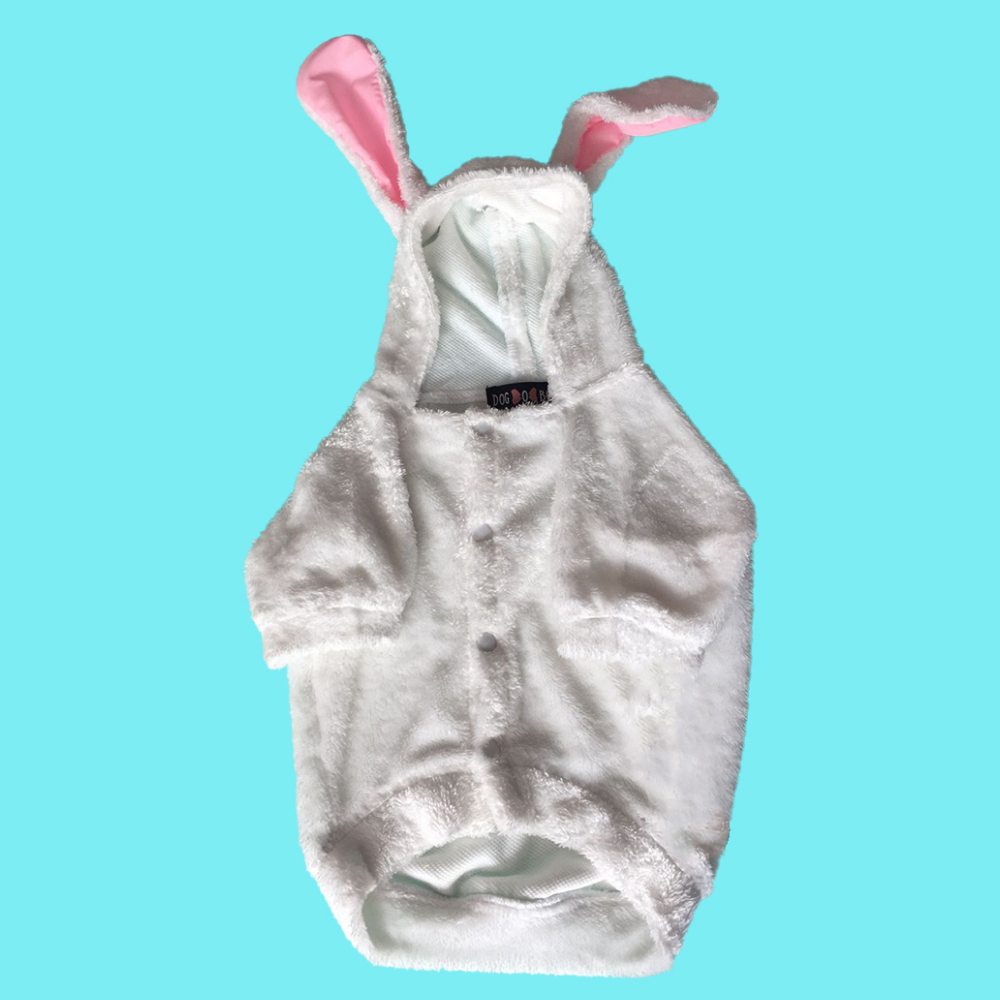 Dogobow Bunny Hoodie for Dogs and Cats (White) (Get a Bow Free) image 6