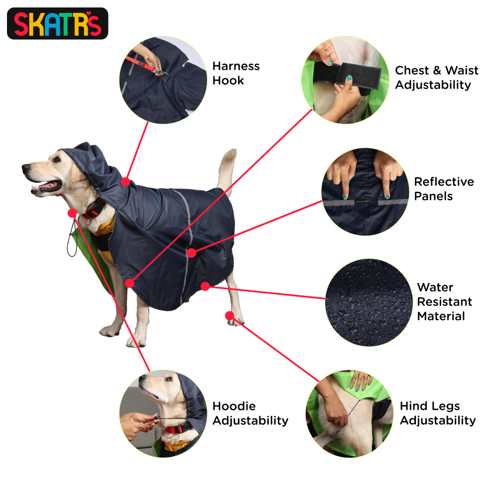 Skatrs Full Coverage Cape Style Raincoat for Dogs and Cats (Blue) image 5
