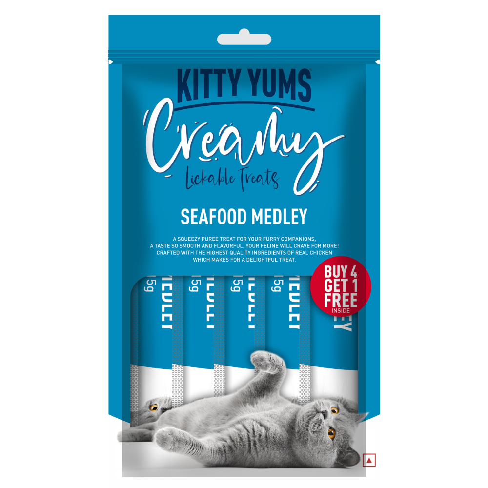 Kitty Yums Tuna & Bonito and Seafood Medley Creamy Cat Treats Combo image 6