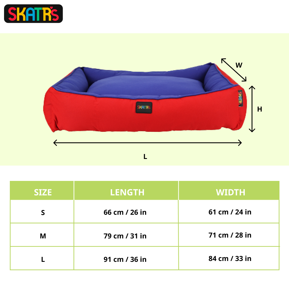 Skatrs Square Shaped Bed for Dogs & Cats (Red & Blue) image 6