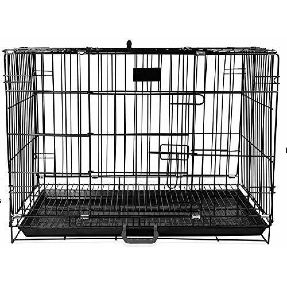 Chullbull Single Door Iron Powder Coated with Removable Tray Carrier for Dogs and Cats (Black) image 1