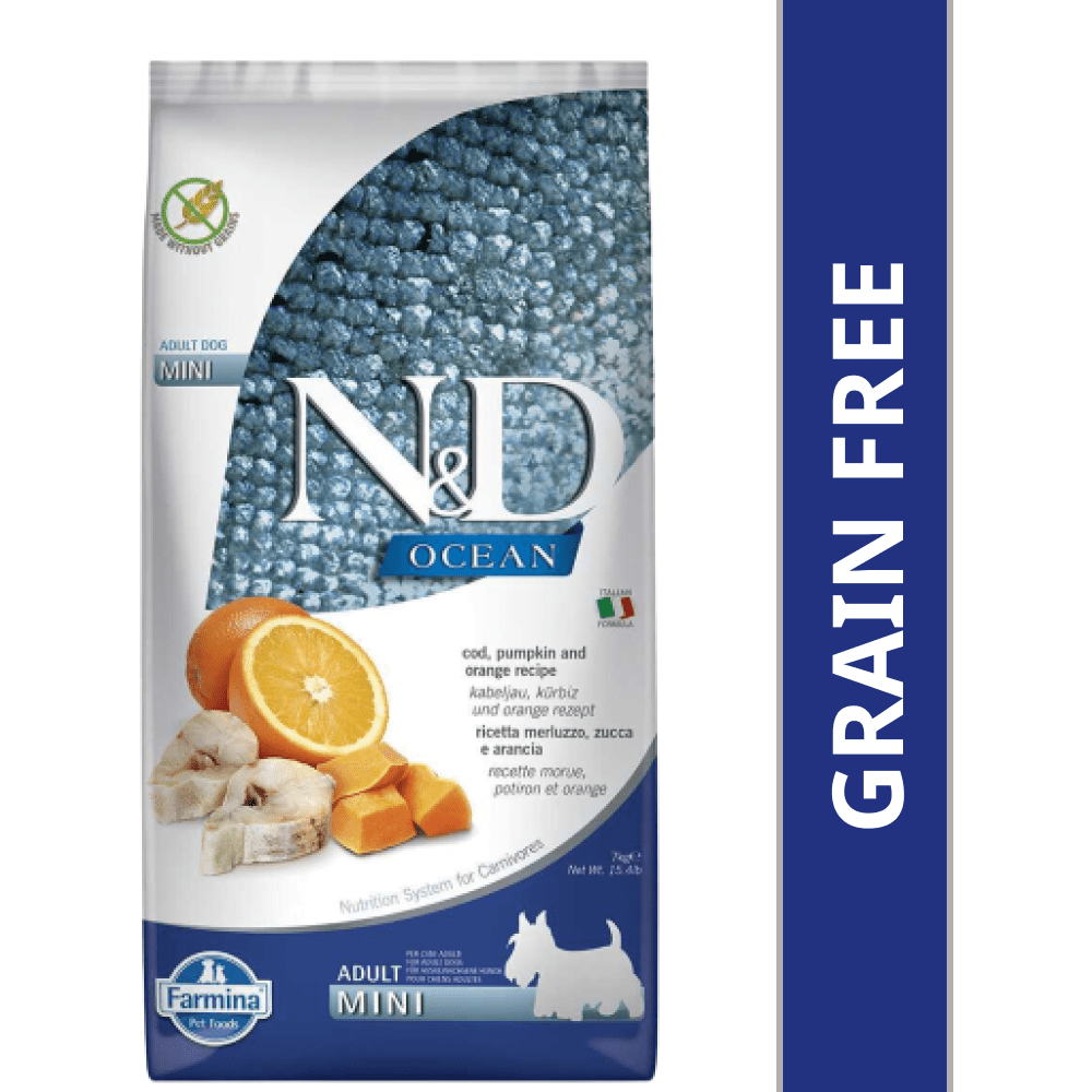 Farmina N&D Ocean Codfish Orange & Pumpkin Grain Free Adult Mini Dog Dry Food image 9