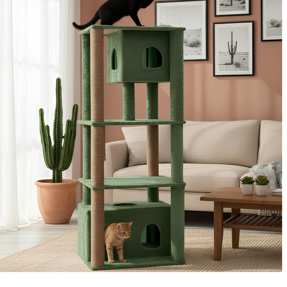 Furrlovers Large Multilevel Cat Tree Tower with Scratching Posts & Condo (Green) image 4