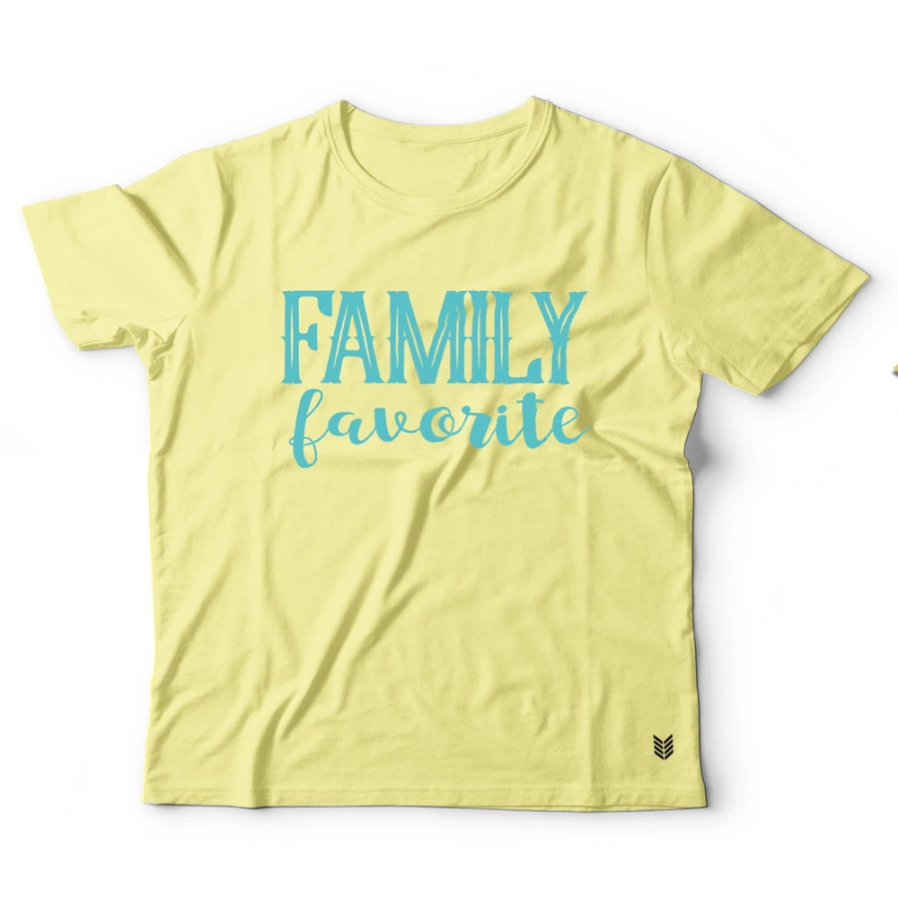 Ruse "Family Favourite" Printed Half Sleeves T Shirt for Dogs and Pet Parents (Lemon Yellow)