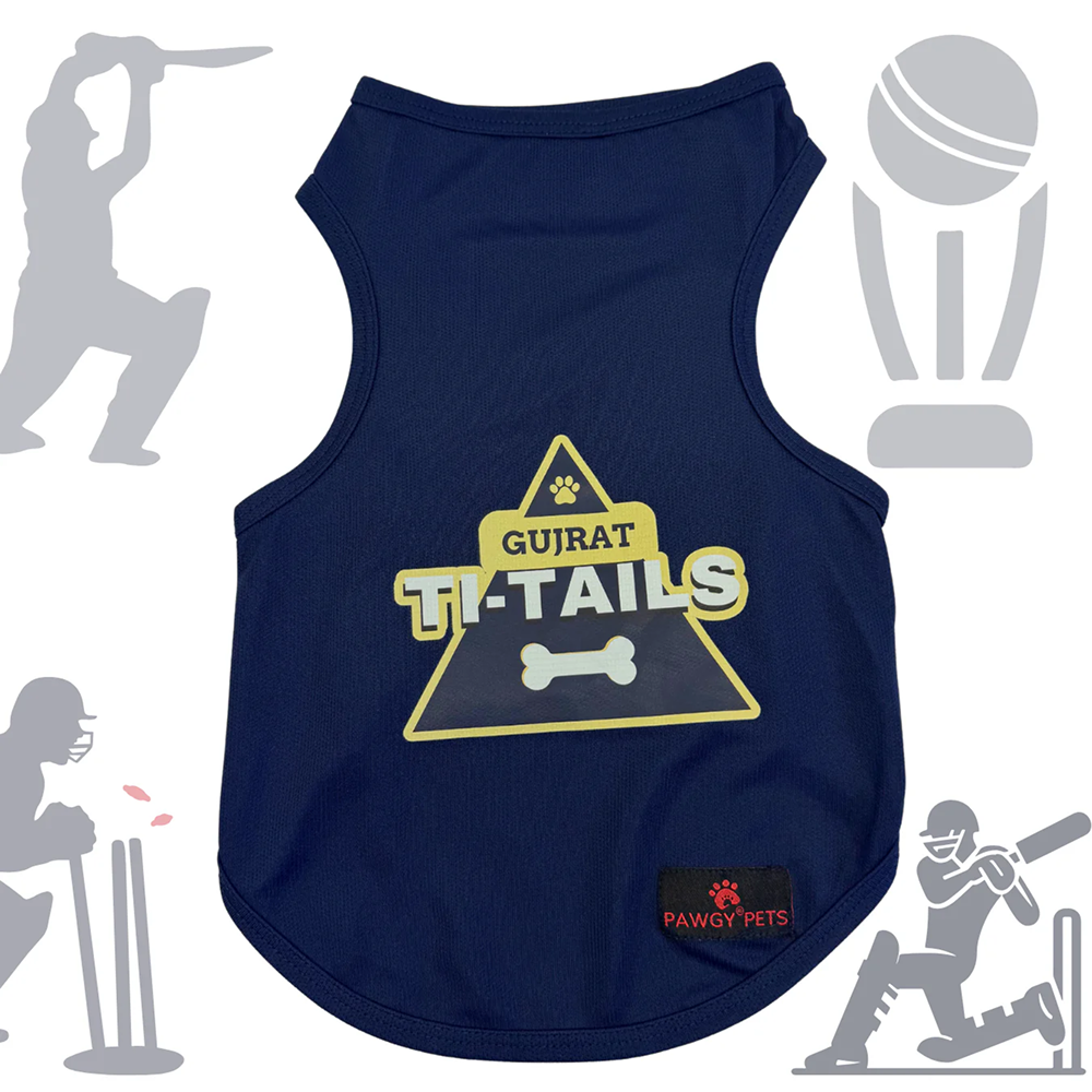 Gujarat Ti Tails ipl Jersey for Dogs and Cats | Indian Pet League