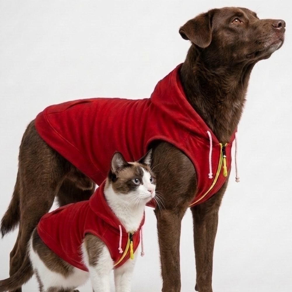 Skatrs  Breezy Hoodies with Pockets for Dog and Cats (Red) image 2