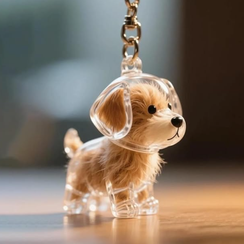 Talking Dog Club Standing Dog Hair Keepsake Capsule Key Chain