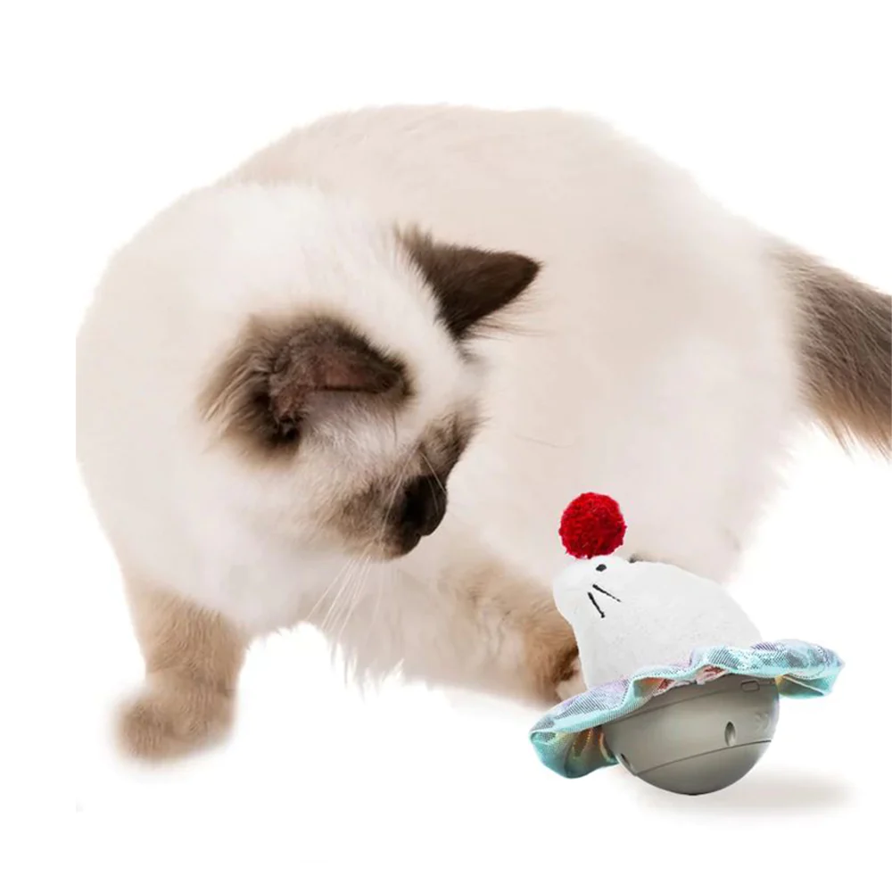 Barkbutler x Fofos Whirling Laser Electronic Sea Lion Tumbler Toy for Cats (White/Grey) image 3