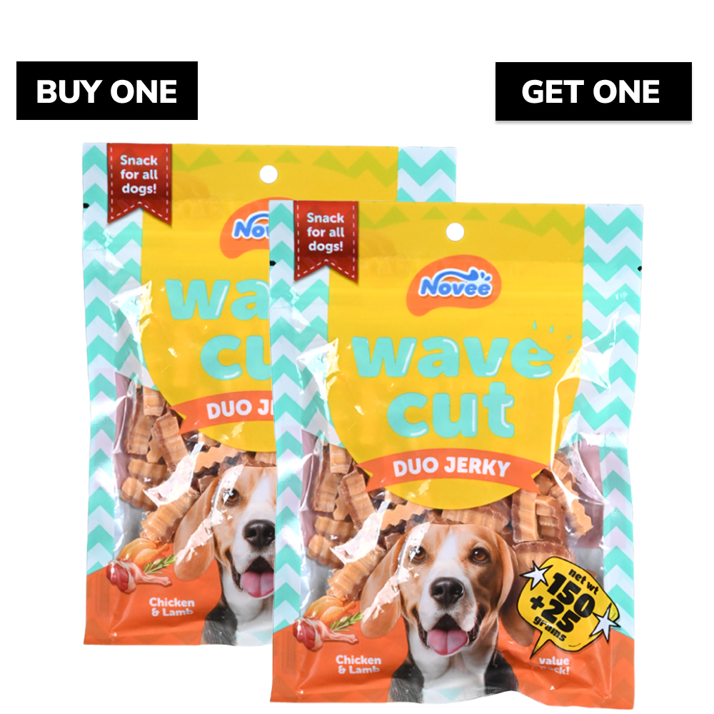 Novee Wave Cut Duo Chicken and Lamb Jerky Treats for Dogs (Buy 1 Get 1 Free)