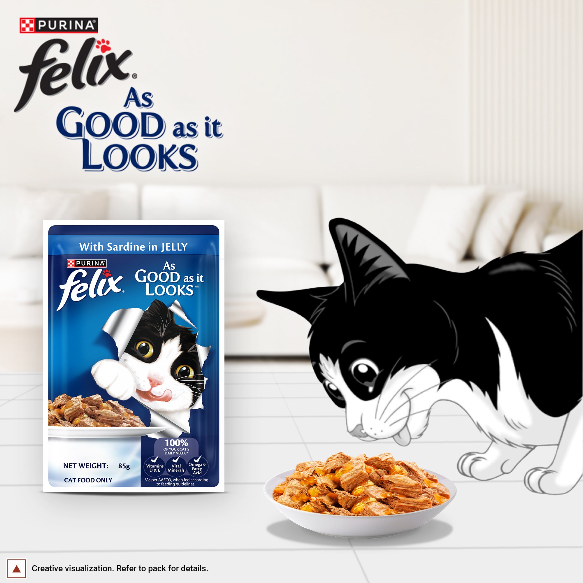Purina Felix with Sardine in Jelly Complete and Balanced Adult Cat Wet Food image 2