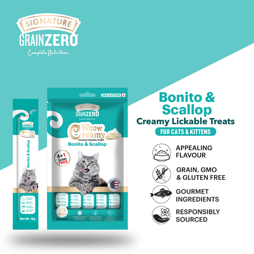 Signature Grain Zero Crab and Bonito & Scallop Lickable Creamy Treats for Cats Combo image 3
