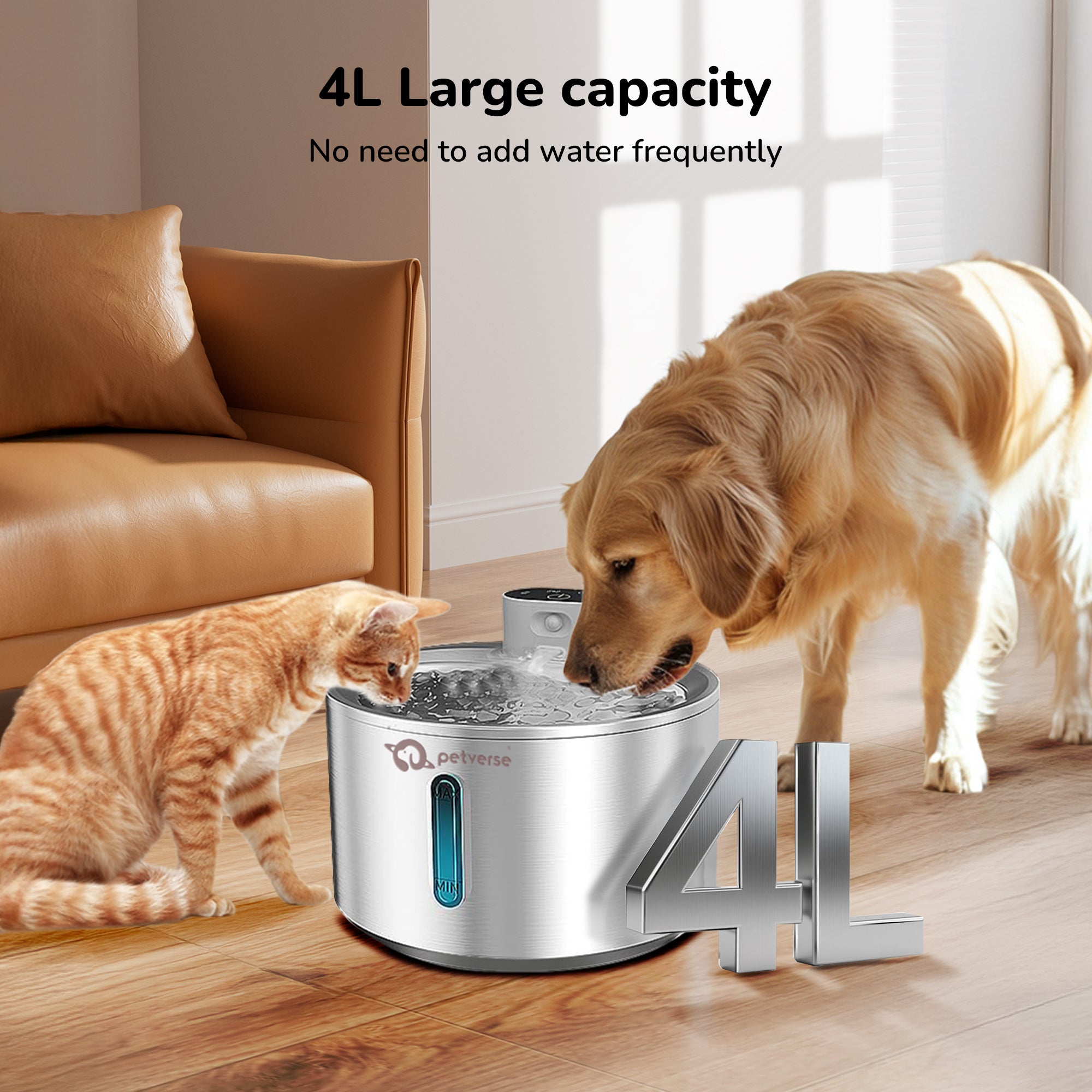 Petverse Smart Motion Sensor Pet Water Fountain for Dogs & Cats (Silver) image 3