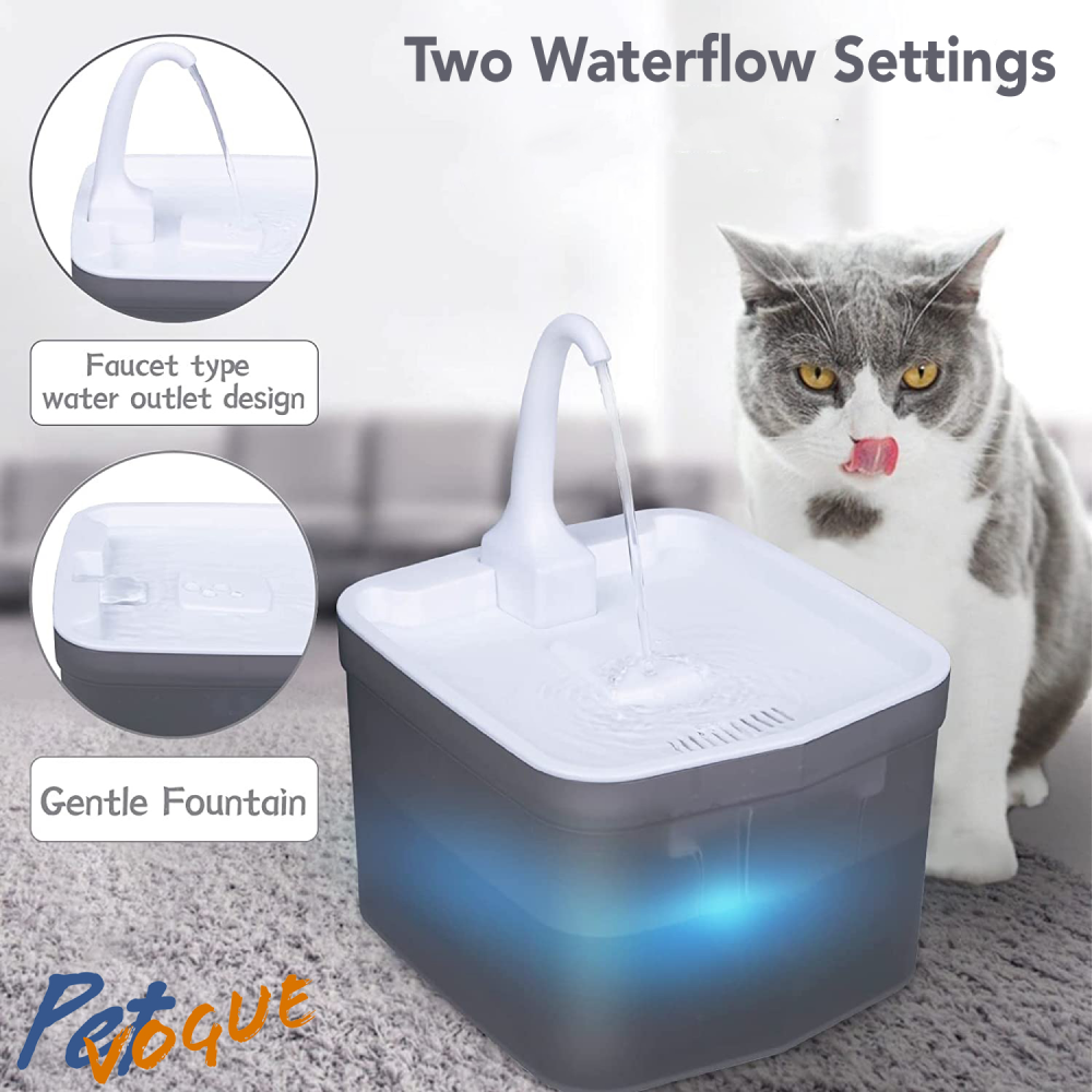 Pet Vogue Automatic Electric Water Fountain with LED Light for Cats (Grey) image 2