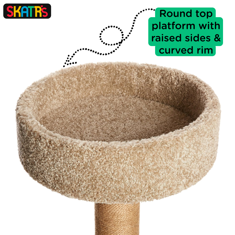 Skatrs Feline Fortress Two Tier Cat Tree with Sisal Post and Say Cheese Cat Scratcher with 2g Premium Catnip Combo image 5