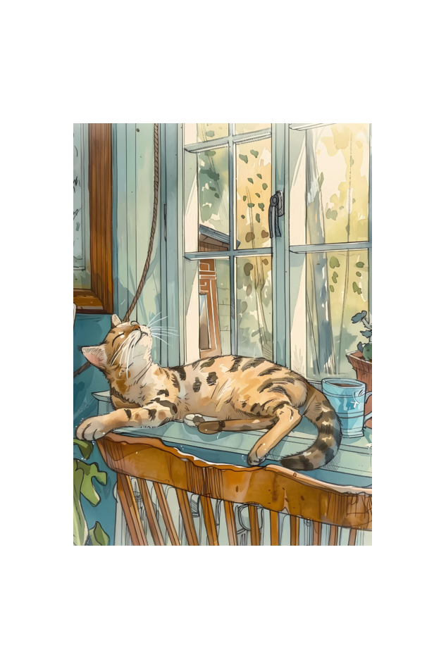 EverythingBoho The Chilling Cat Boho Wall Art (Yellow) image 2