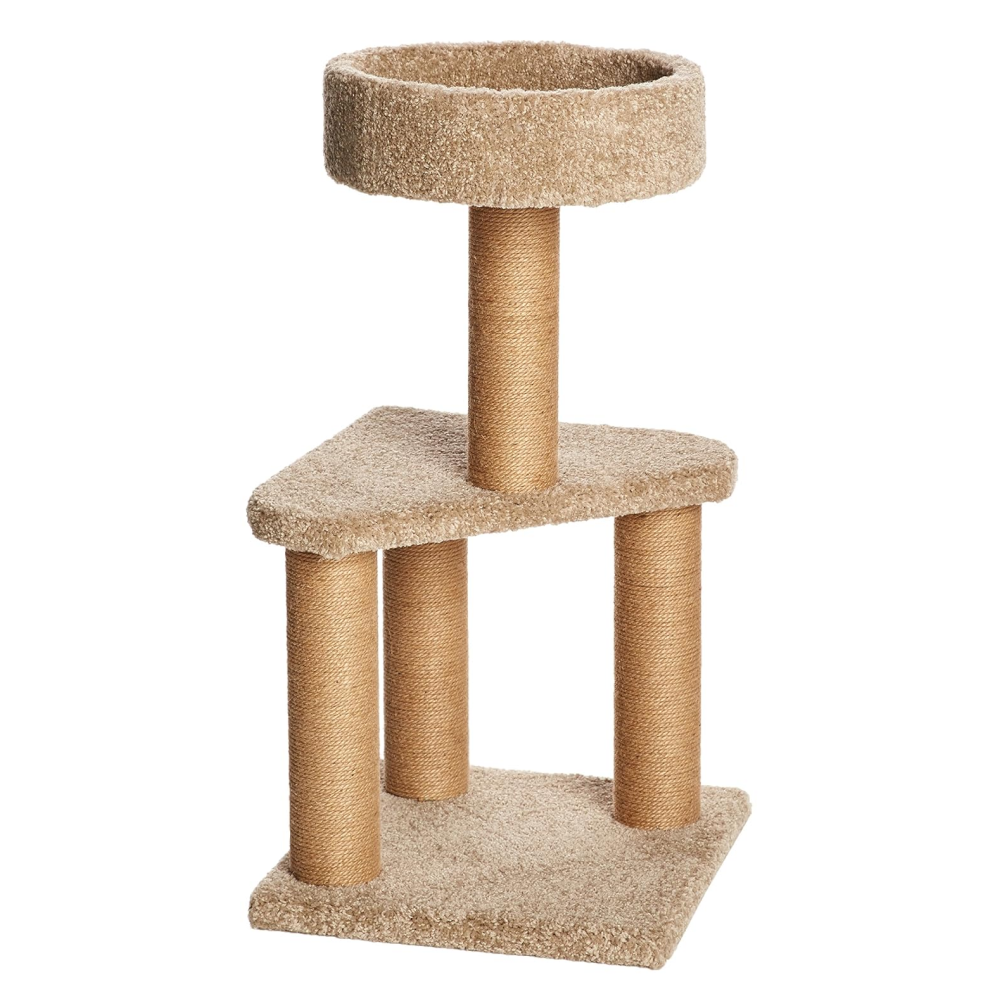 Skatrs Feline Fortress Two Tier Cat Tree with Sisal Post and Say Cheese Cat Scratcher with 2g Premium Catnip Combo image 2