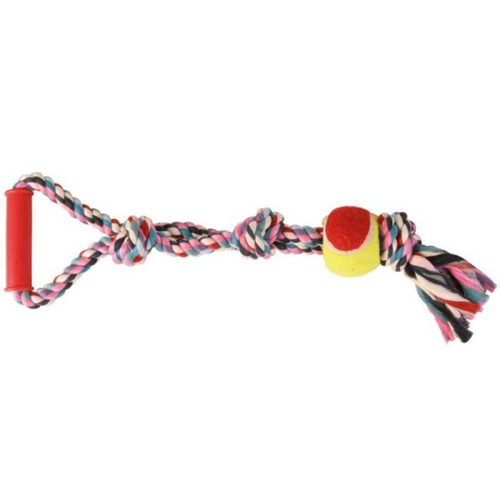 Trixie Playing Rope with Tennis Ball Toy for Dogs (Multicolor) image 4
