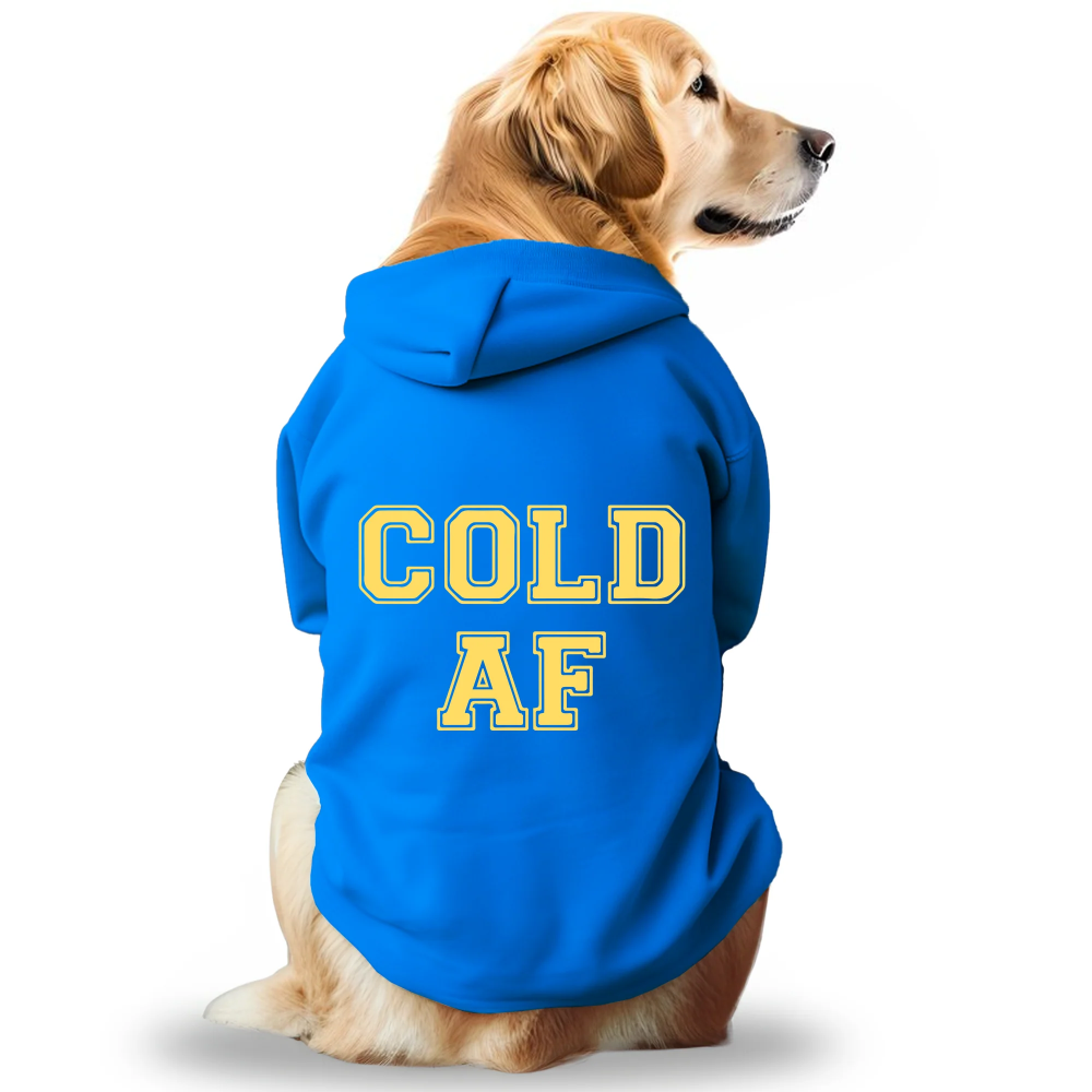 Pawsindia Cold AF Hoodie for Dogs (Blue)