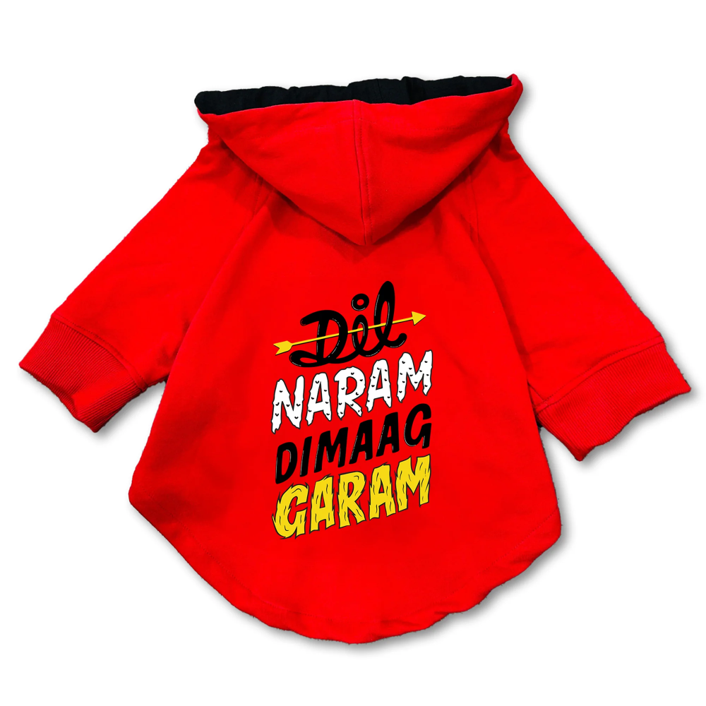 Pawsindia Dil Naram Dimag Garam Hoodie for Dogs (Red) image 3