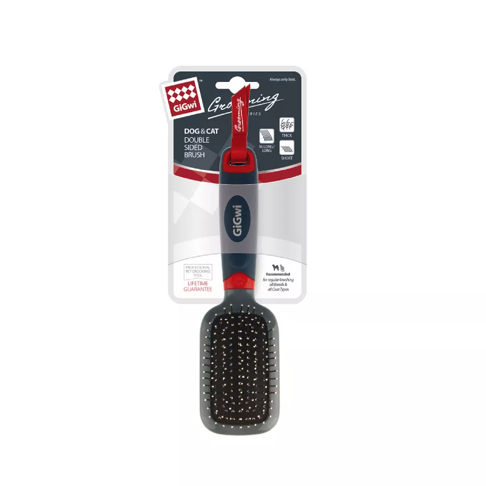 GiGwi Double Sided Brush with Bristles and Pins for Dogs and Cats (Black) image 7