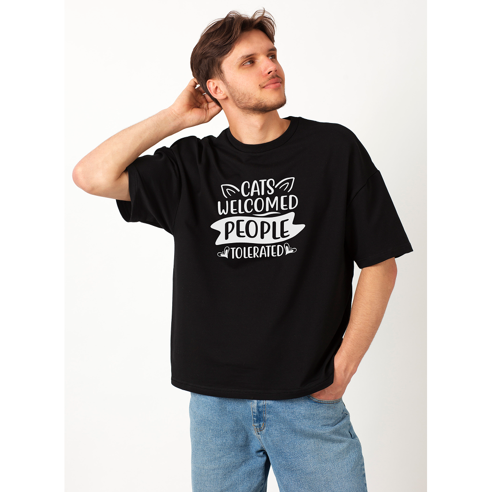 Seek Buy Love Cats Welcomed, People Tolerated Oversized Tee