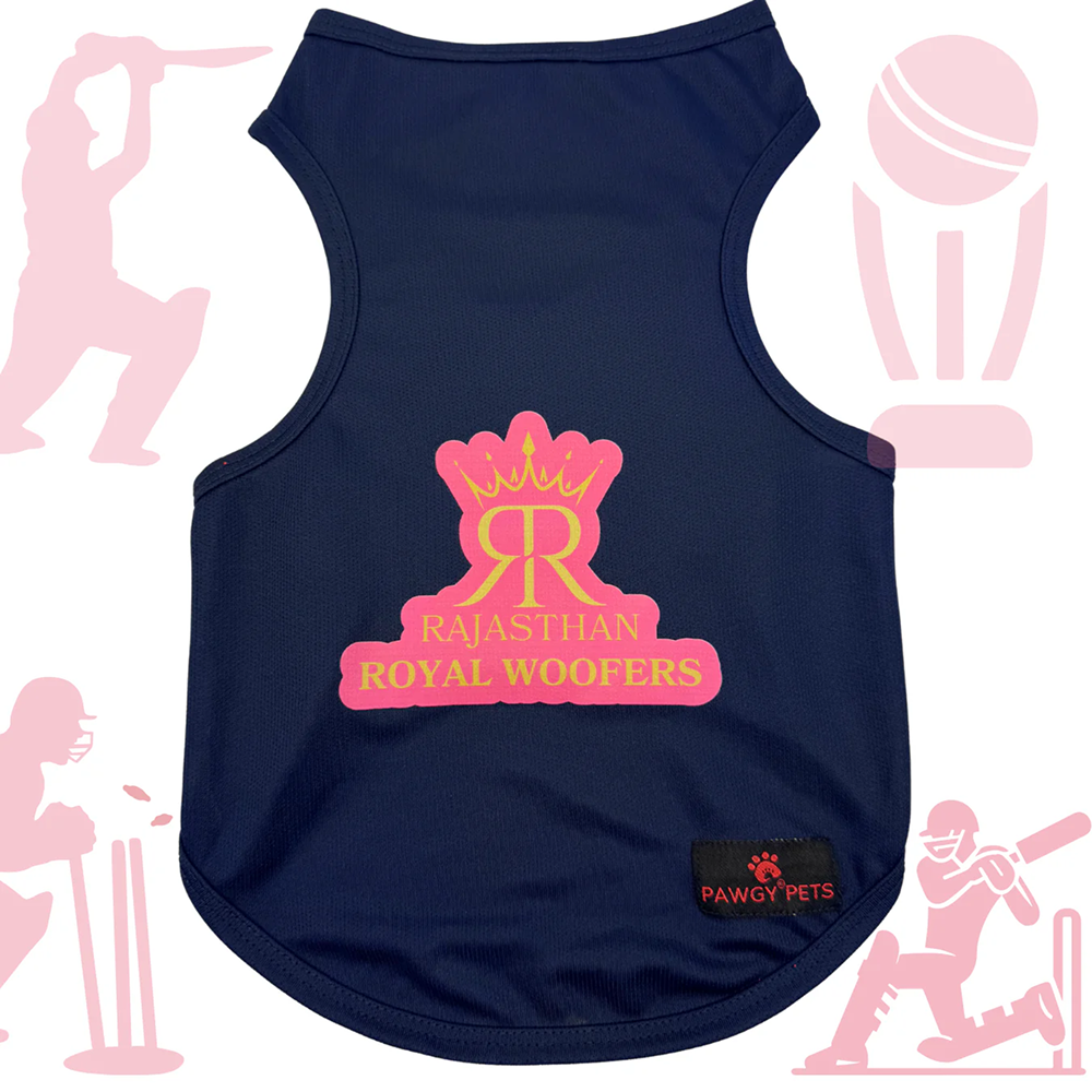Rajasthan Royal Woofers ipl Jersey for Dogs and Cats | Indian Pet League