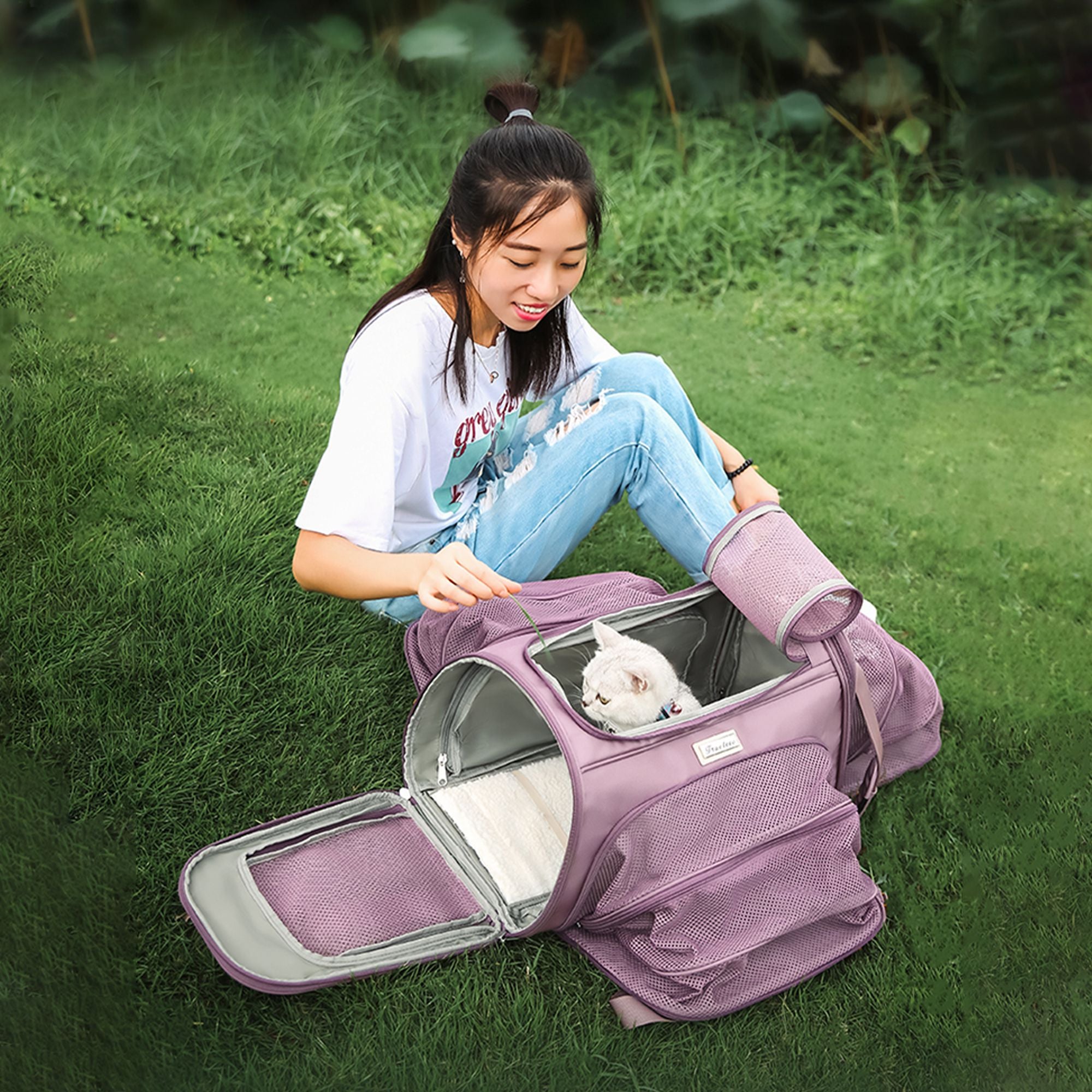 Truelove 3 Side Expandable Duffle Carrier for Dogs & Cats (Black) image 9