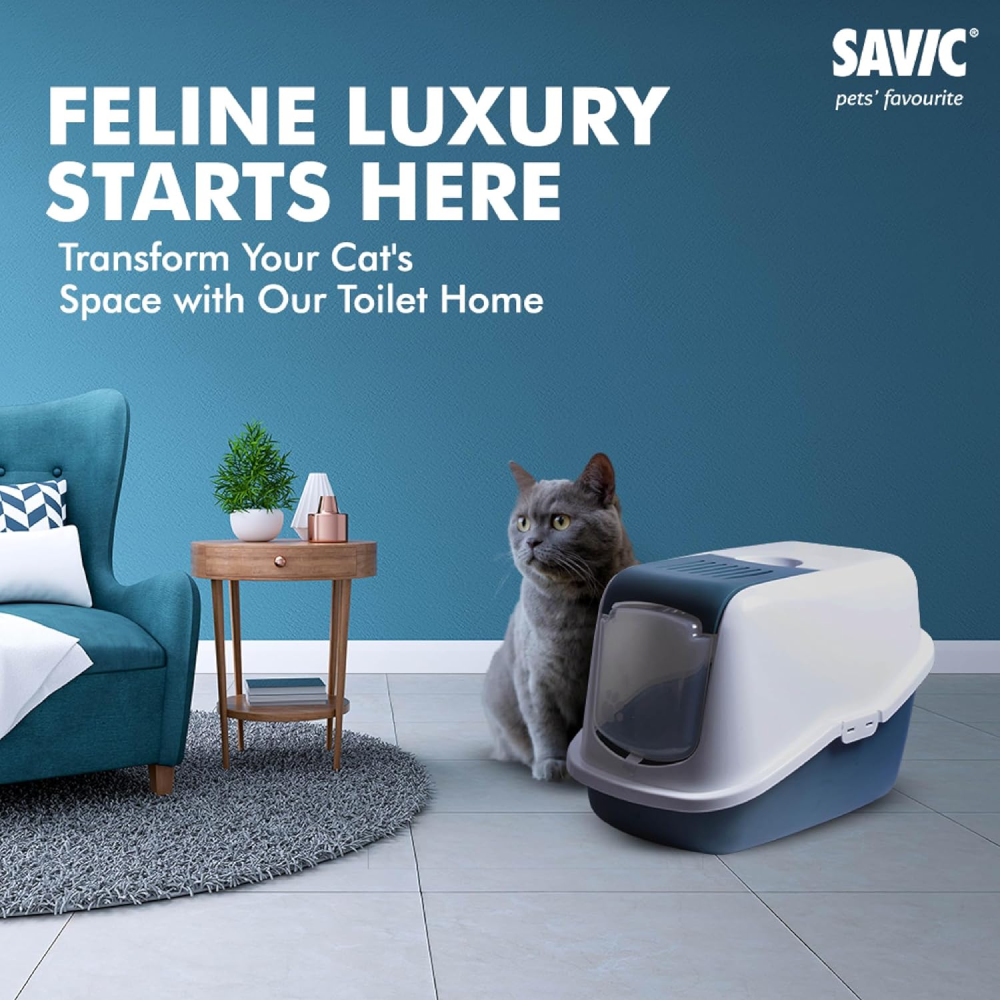 Savic Nestor Jumbo Toilet Home for Cats (Bluestone) image 4