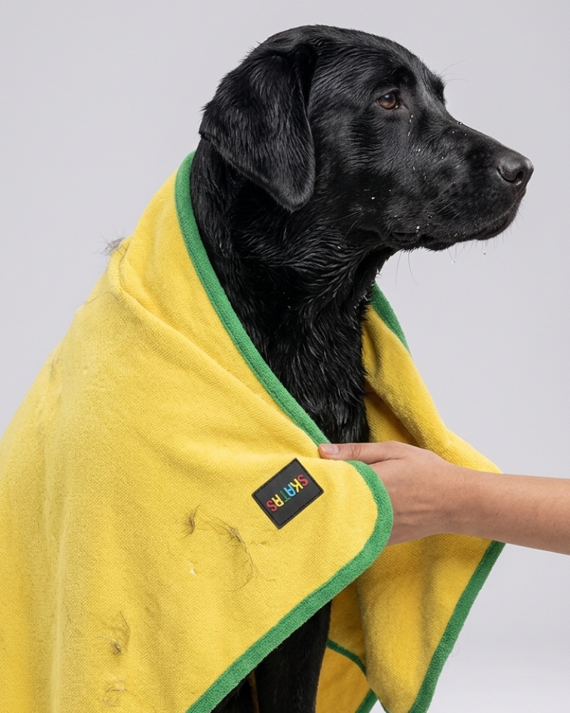 Skatrs Towel for Dogs and Cats (Yellow and Green) image 6