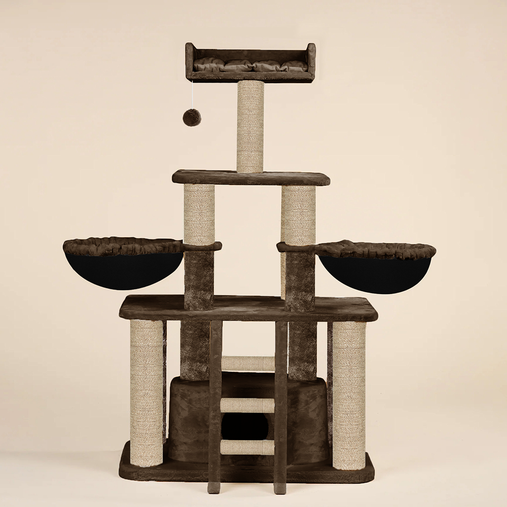 Furrlovers Fur Fabric Cat Tree with Hammocks, Condo & Jute Rope Scratching Posts