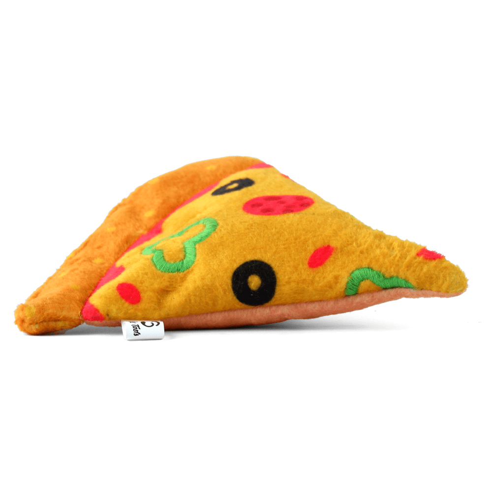 Goofy Tails Food Buddies Pizza Slice Plush Toy for Dogs | For Soft Chewers (Yellow) image 2