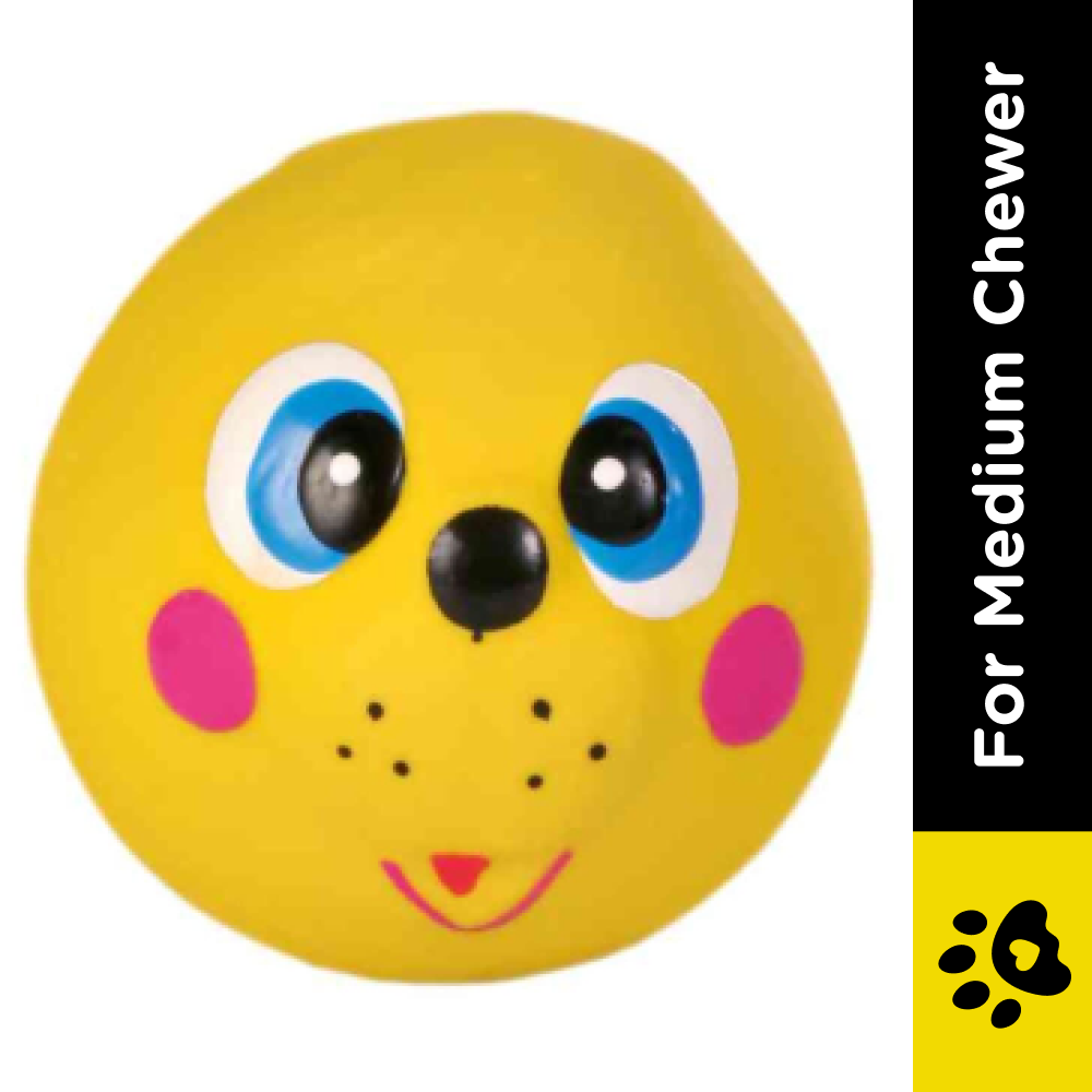 Trixie Animal Faces Latex Ball Toy for Dogs (Yellow) image 2
