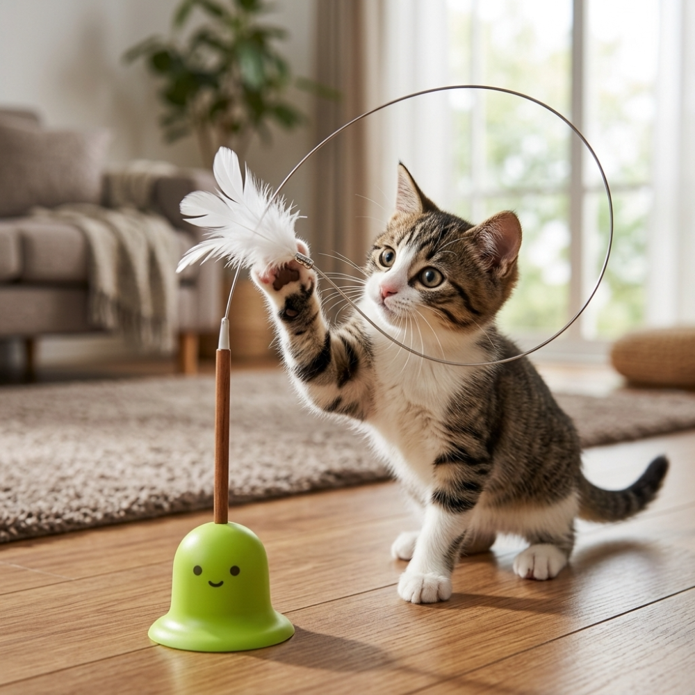 Skatrs Suction Cup Tease Stick with Feather Wand Toy for Cats image 3