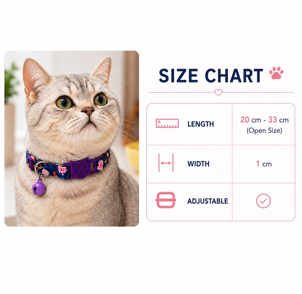 Talking Dog Club Everyday Collar with Sea Horse Bell for Cats (Navy/Purple) image 8