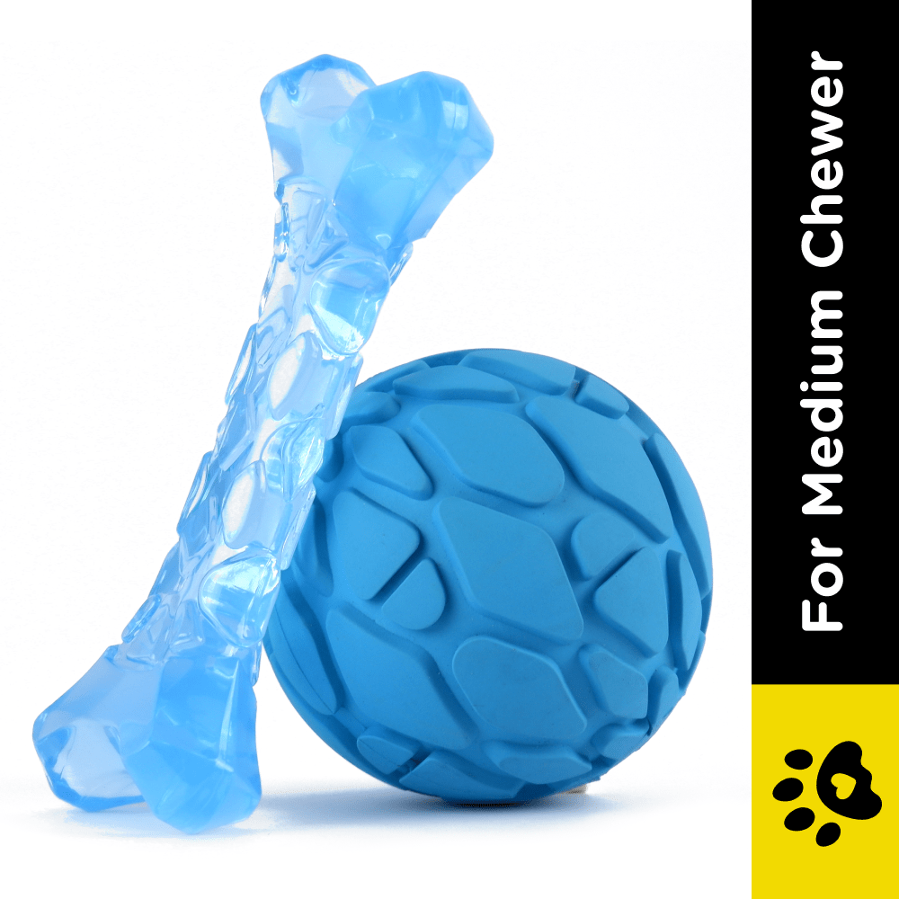 Barkbutler x Fofos Milk Bone & Ball Durable Interactive Chew Toy for Dogs (Blue) image 2