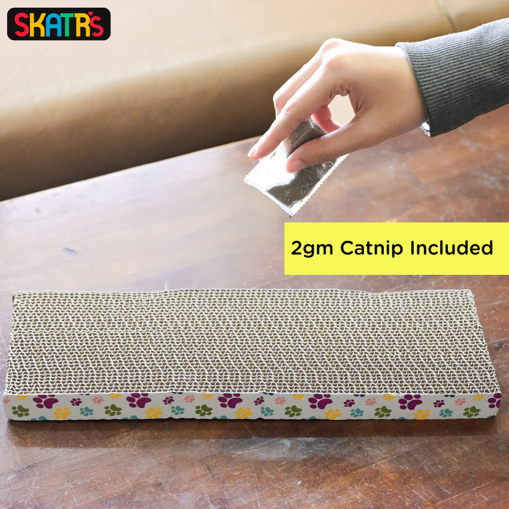 Skatrs Wide Block Corrugated Cardboard Cat Scratcher for Kittens with 2g Premium Catnip Free image 3