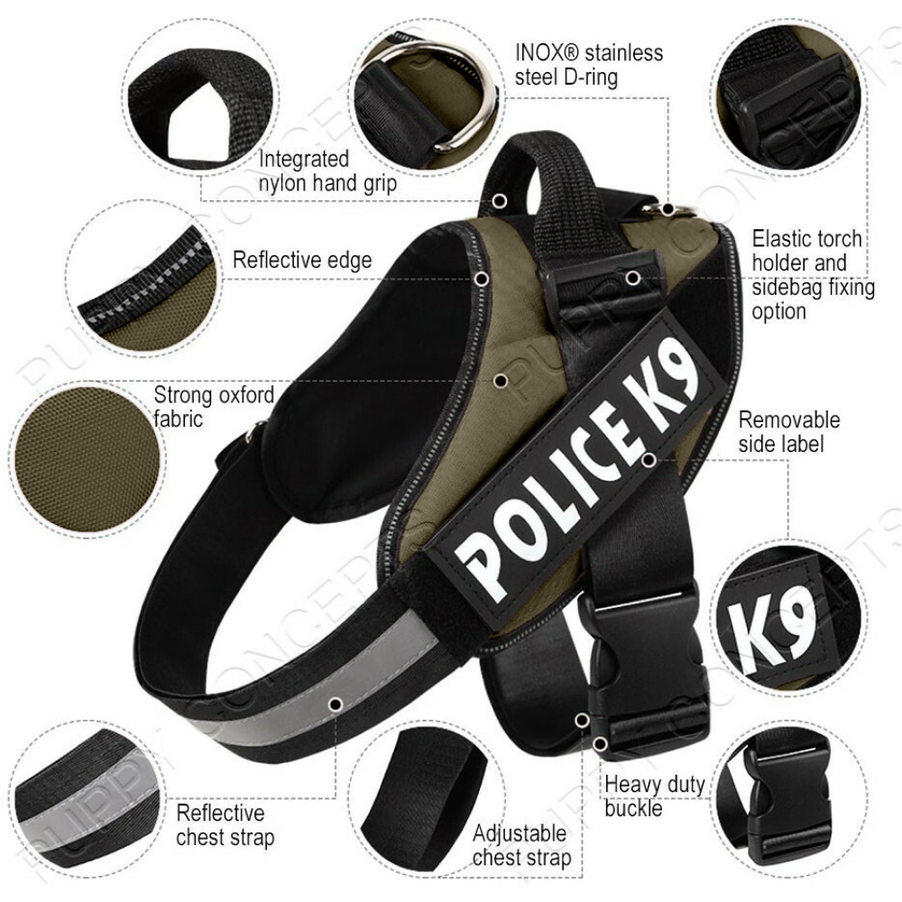 Chullbull K9 Police Buckle Harness for Dogs (Olive Green) image 2