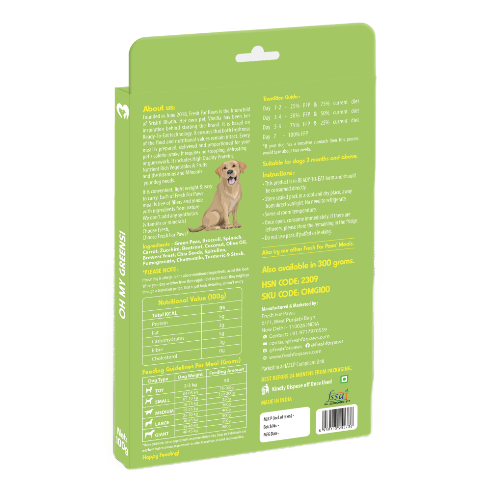 Fresh For Paws Oh My Greens Dog Wet Food (100g) image 4
