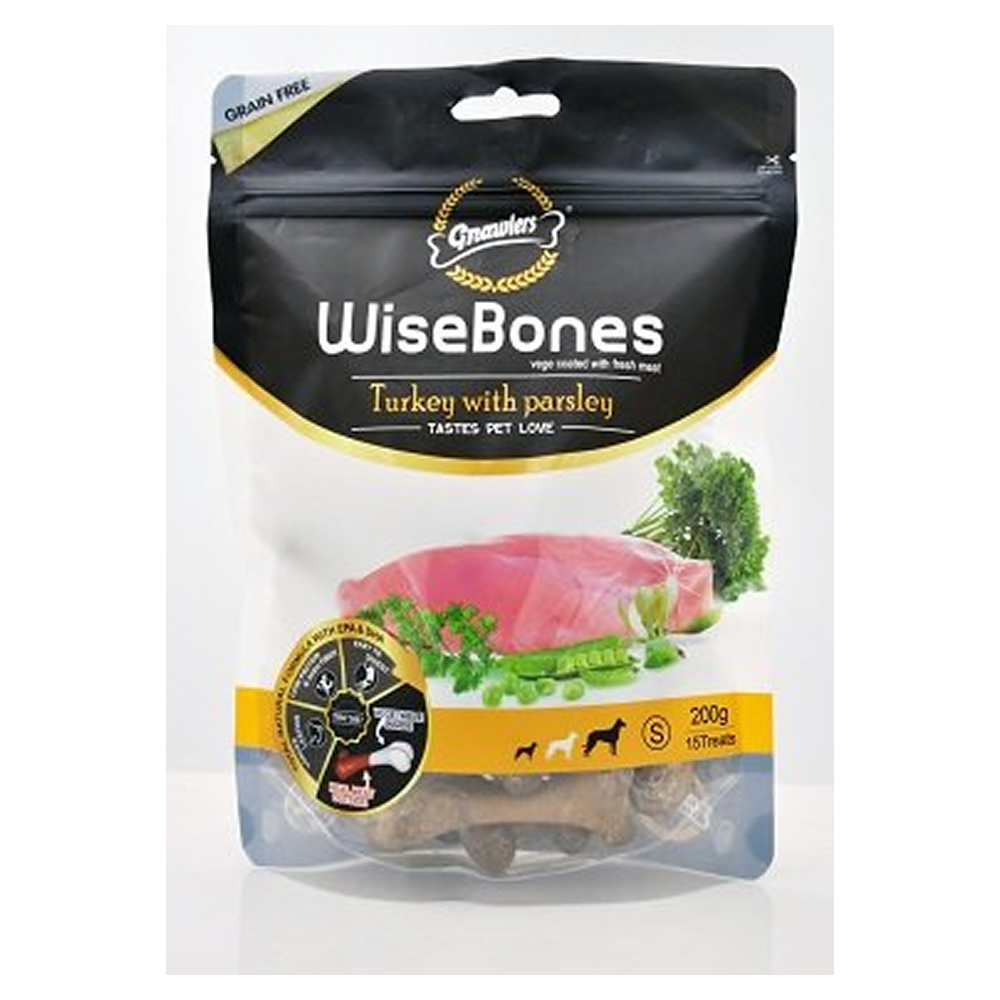 Gnawlers WiseBones Turkey with Parsley Dog Treats (200g) image 2