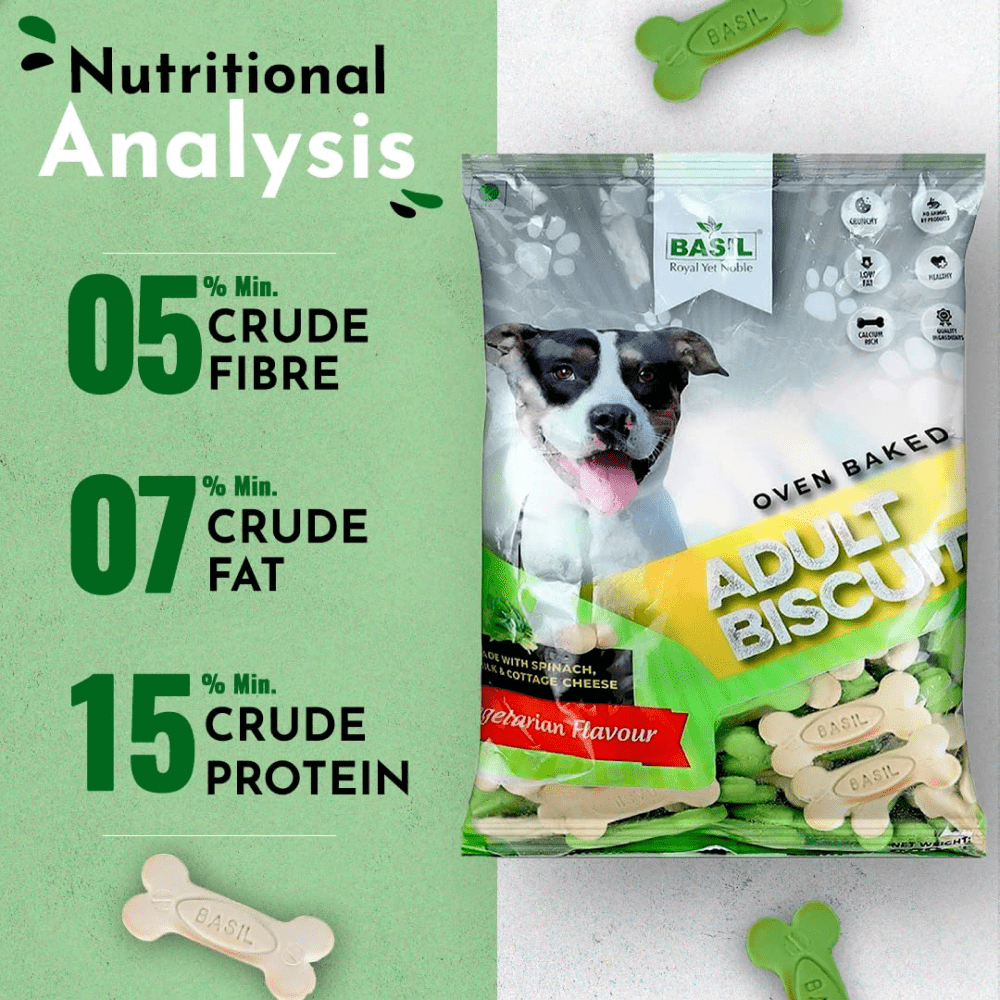 Basil Veg Bone Shaped Adult Dog Biscuits image 6