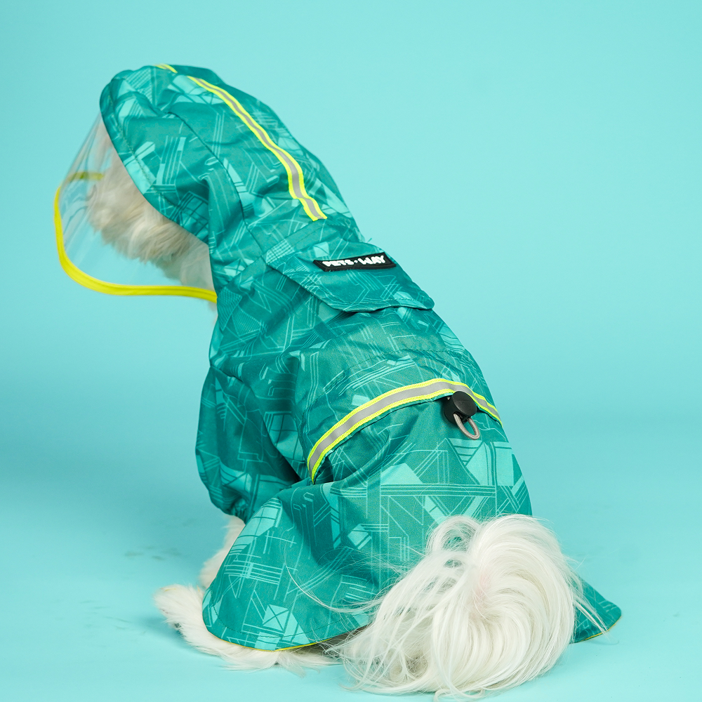 Pets Way TPU Raincoat with Cap for Dogs (Haze Teal) image 5