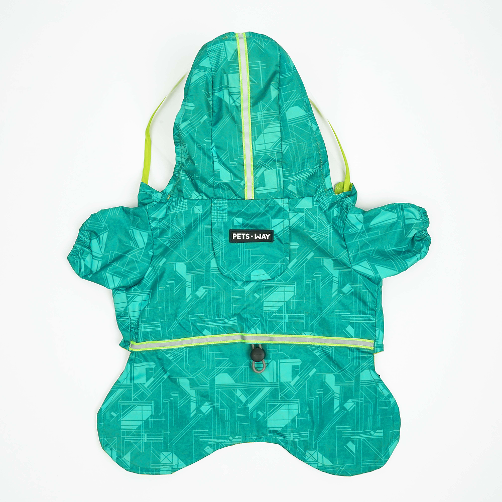 Pets Way TPU Raincoat with Cap for Dogs (Haze Teal) image 2