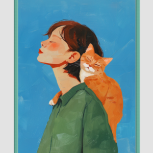 EverythingBoho Cat & Me Wall Art (Bottle Green)