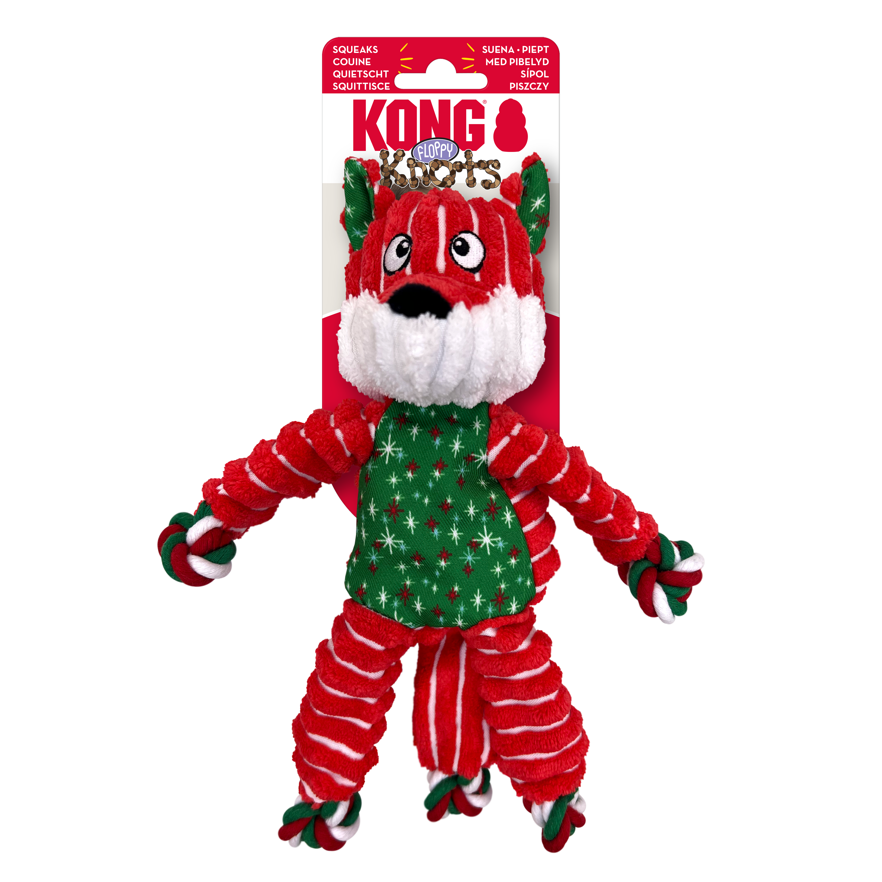 Kong Floppy Knots Fox Toy for Dogs (Red & Green) image 2